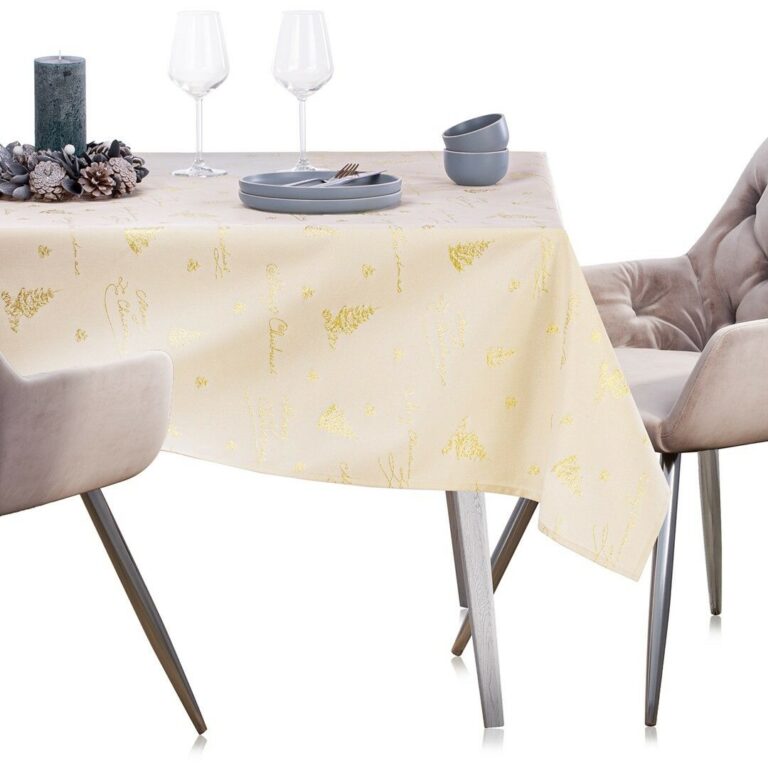Asztalterítő Christmas Eve sárga nyomott ünnepi 140x200 AmeliaHome