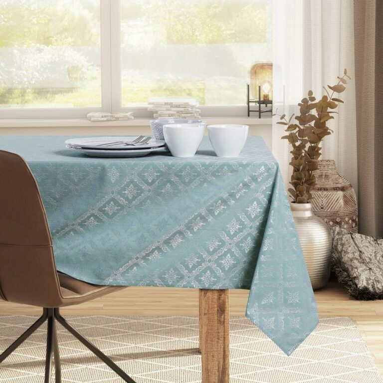 Asztalterítő Maya mentazöld nyomott klasszikus 140x450 owal DecoKing