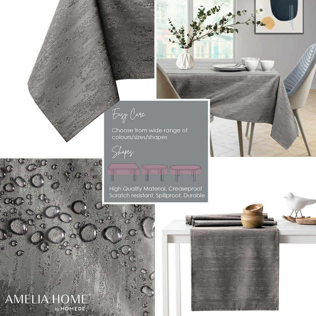 Asztalterítő Vesta barna dombornyomott modern 150x300 owal AmeliaHome