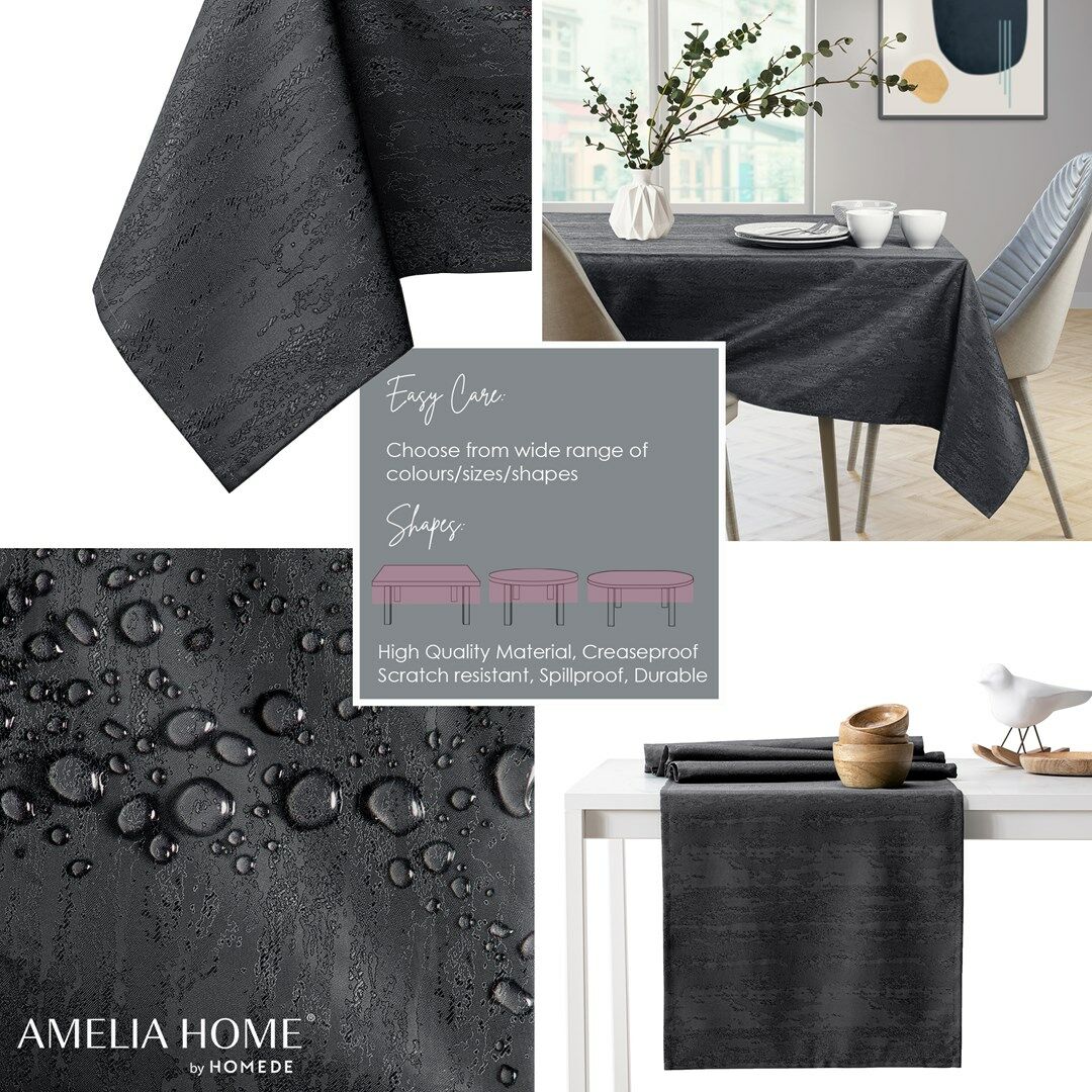 Asztalterítő Vesta grafitszürke dombornyomott modern 140x450 AmeliaHome