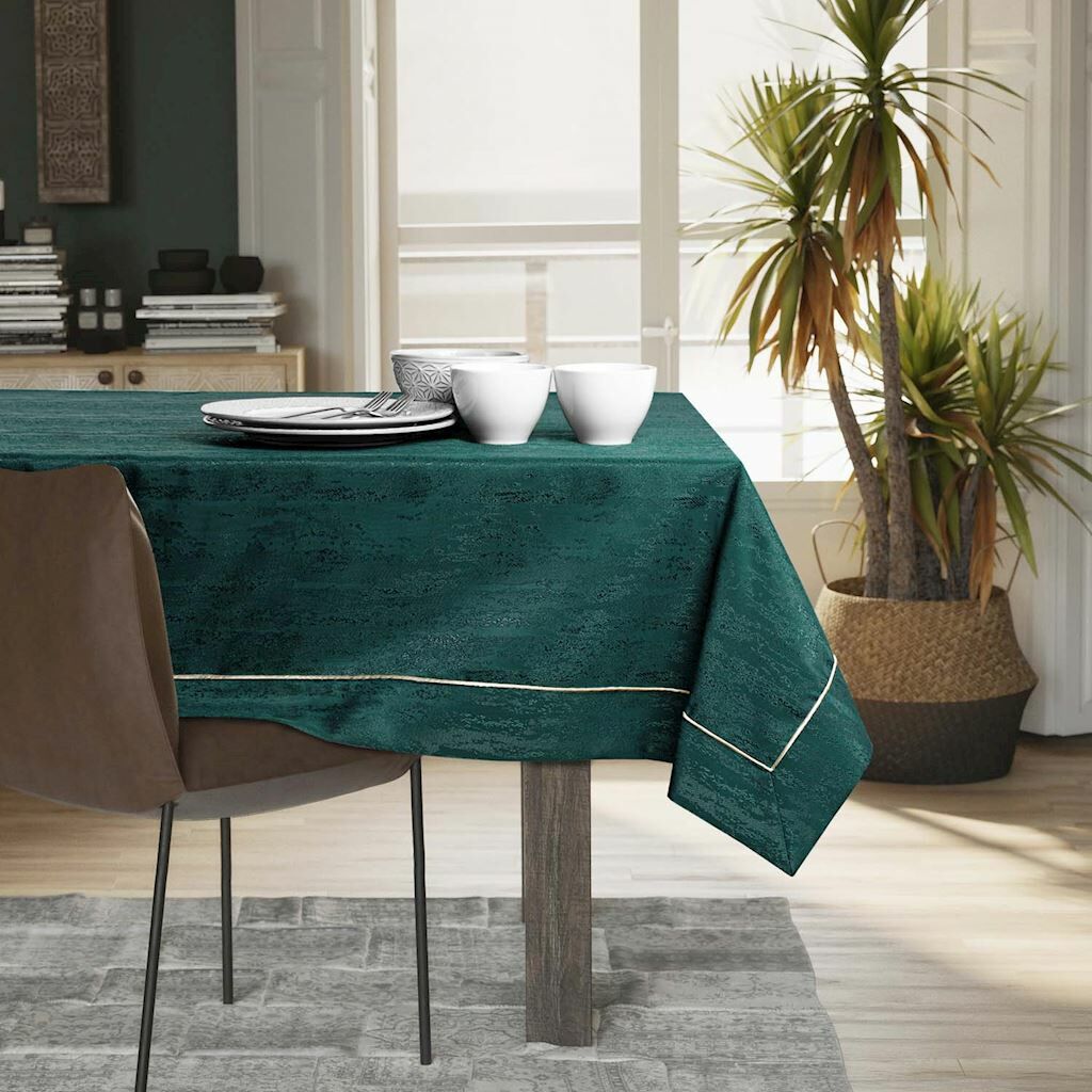 Asztalterítő Vesta üvegzöld dombornyomott modern 140x350 AmeliaHome