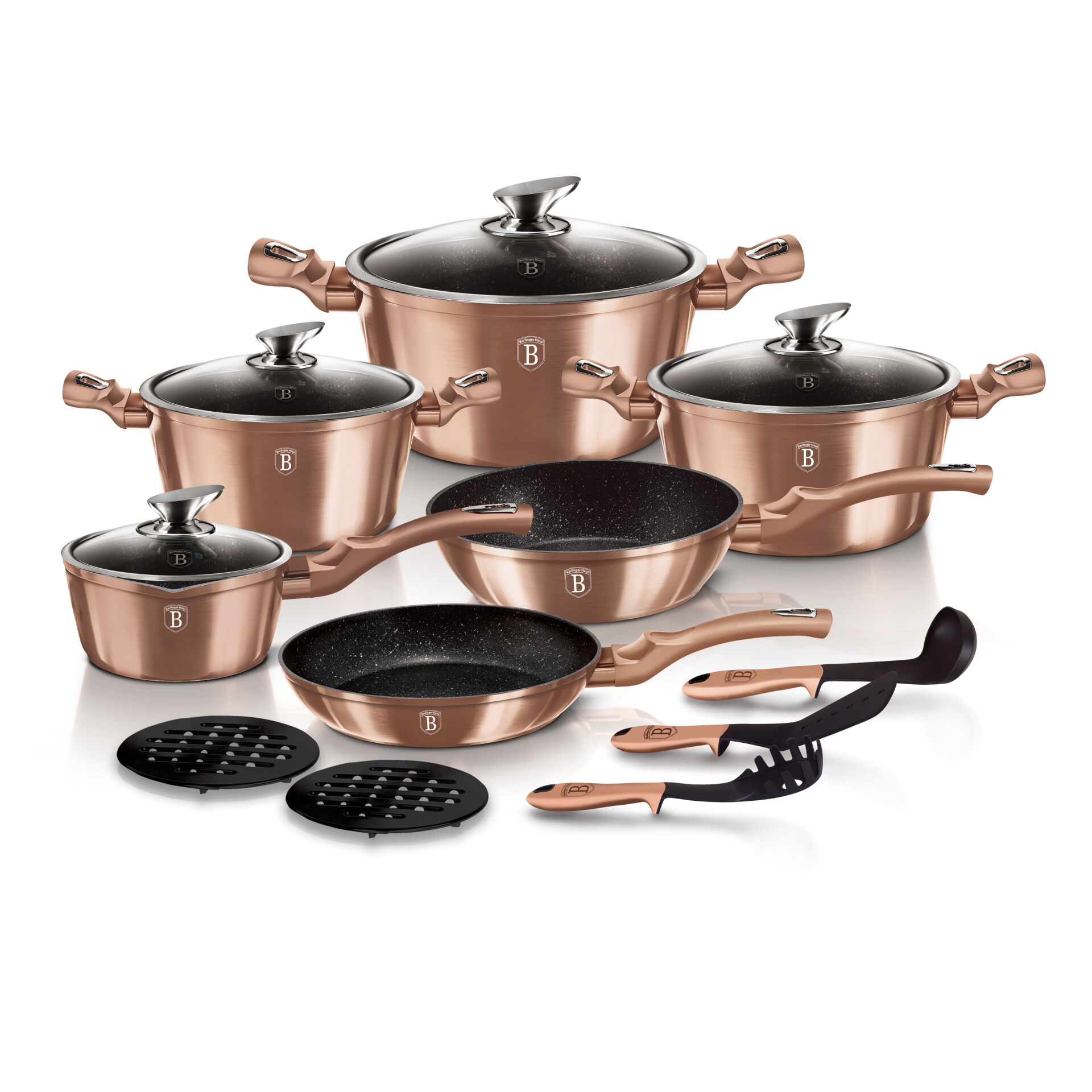 Berlinger BH-1224NN Haus Rose Gold Metallic Line 15 részes Edénykészlet