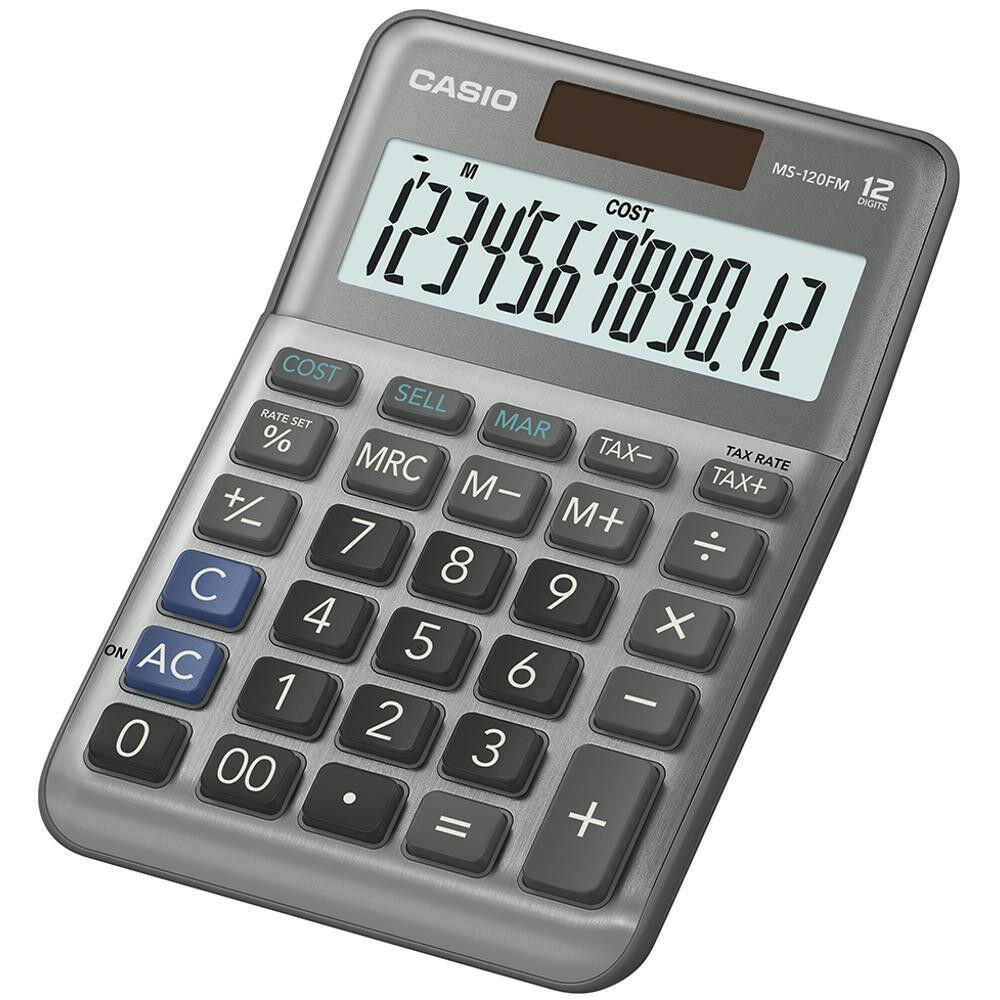 CASIO "MS-120 FM" 12 számjegyes szürke asztali Számológép