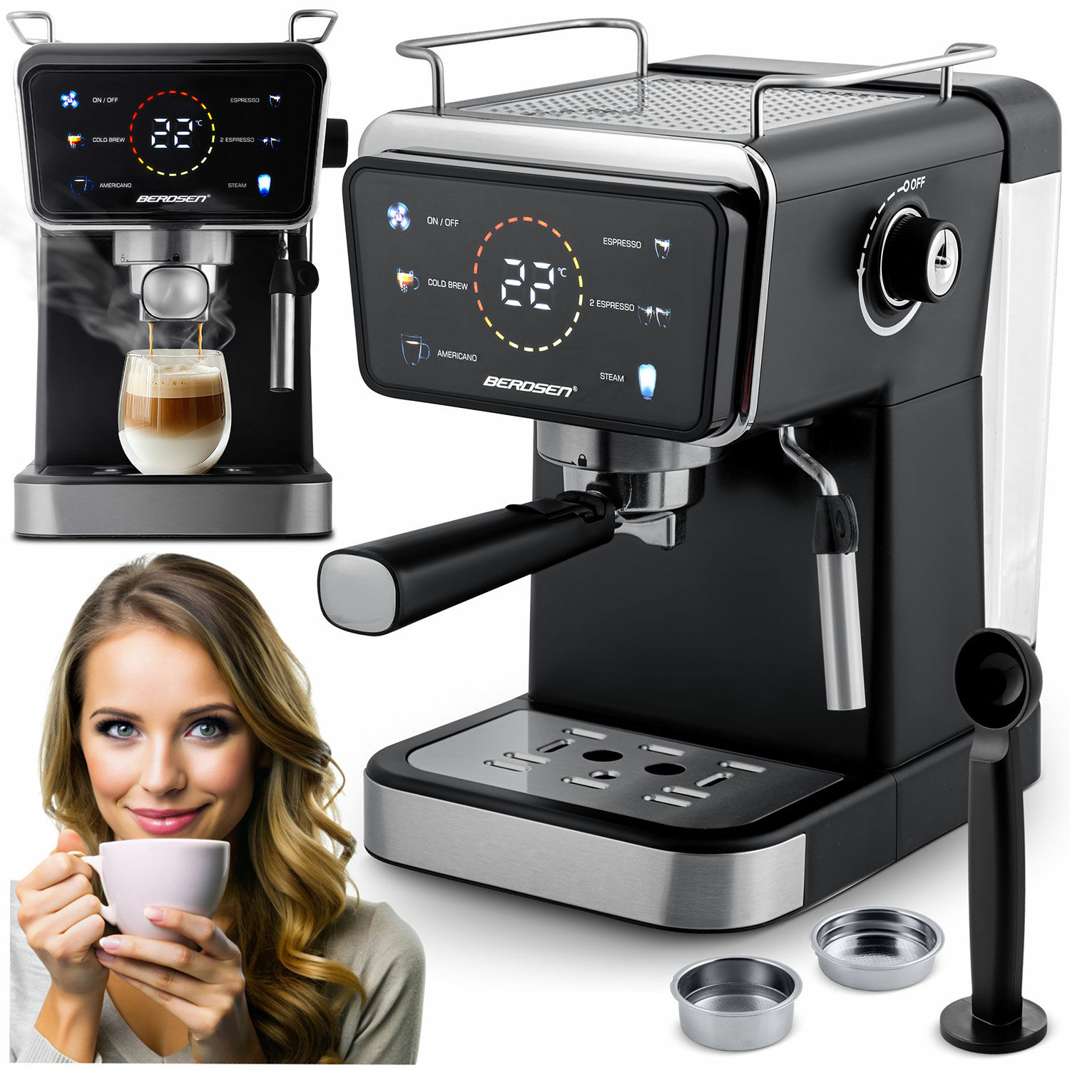 Cob kávéfőző 20 bar berdsen bd-771 fekete