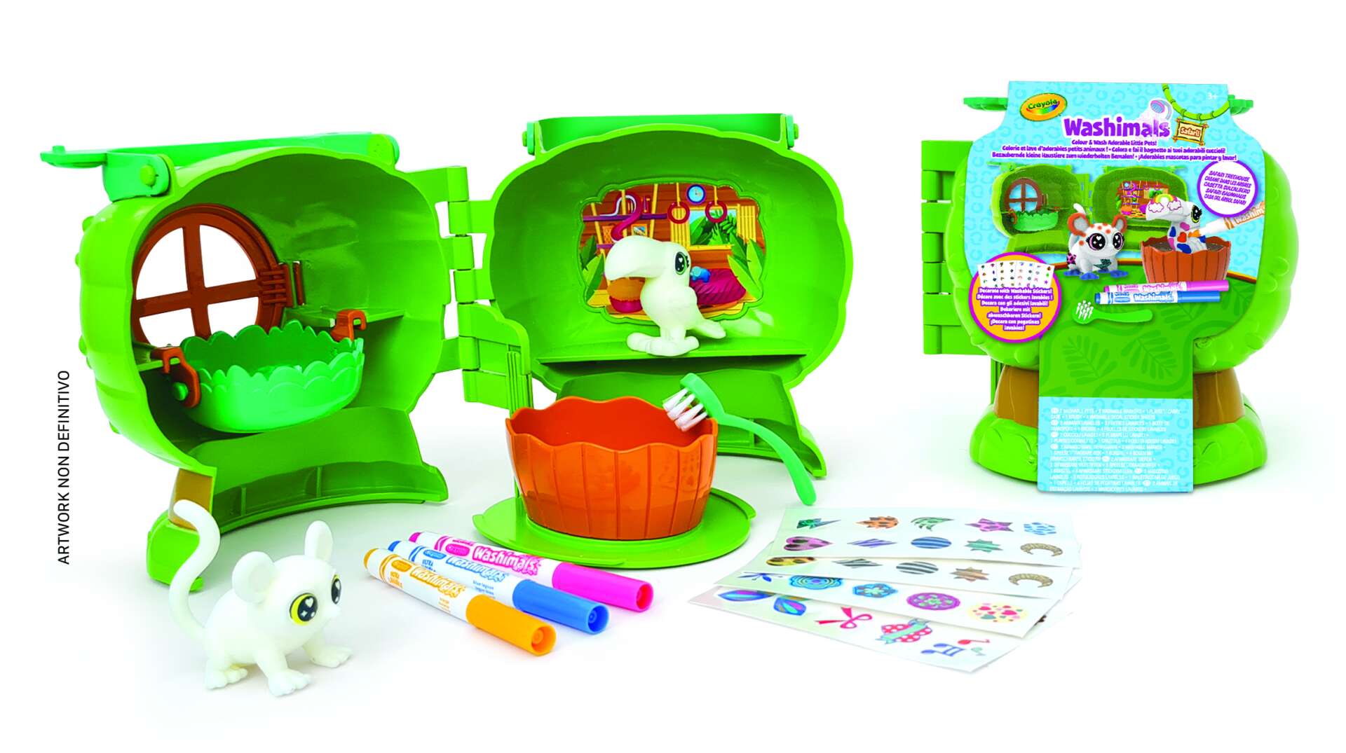 Crayola Washimals kimosható állatkák Játékszett - Faház a szafarin