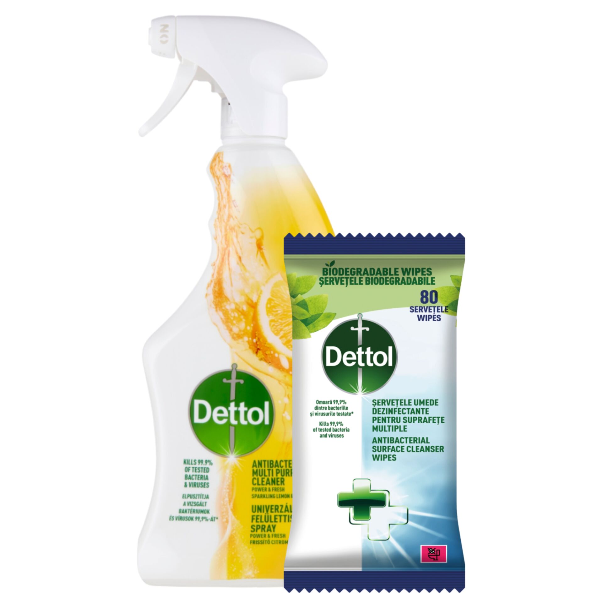 Dettol Felülettisztító kendő és spray csomag