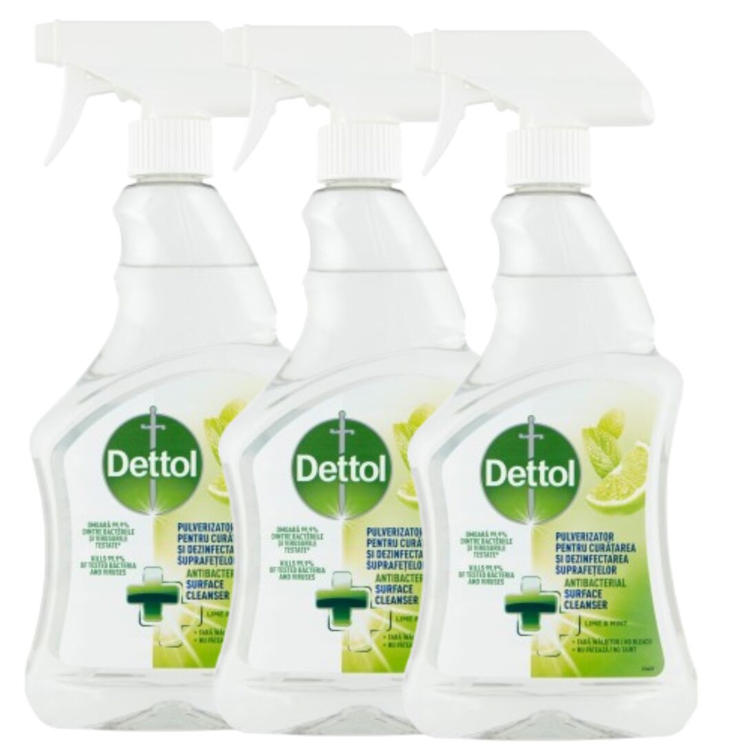 Dettol Lime&Menta antibakteriális Felülettisztító spray 3x500ml