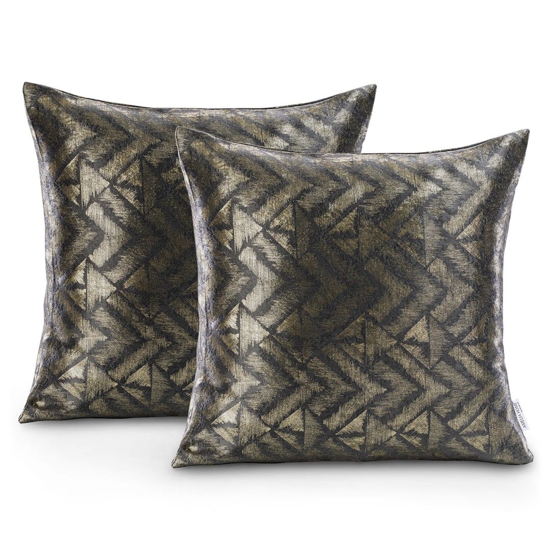 Díszpárnahuzat NAVIA grafitszürke nyomott blackout suede shine 45...