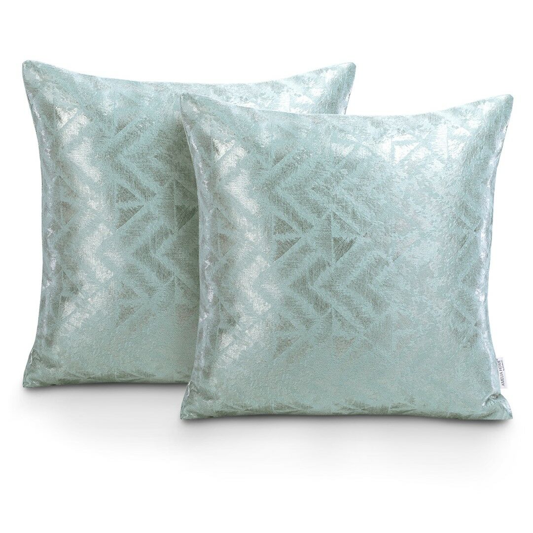 Díszpárnahuzat NAVIA mentazöld nyomott blackout suede shine 45x45...