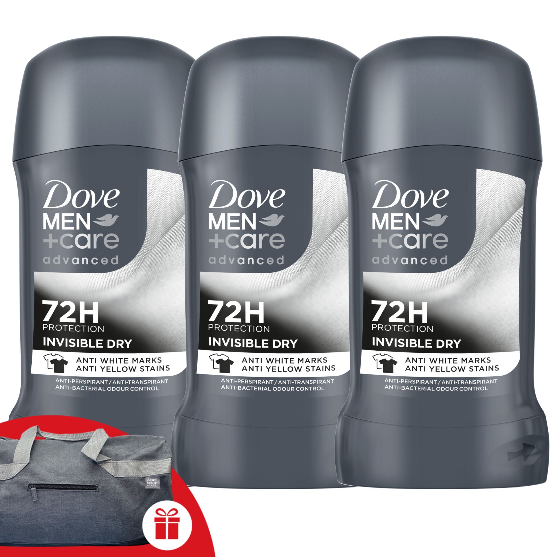 Dove Men+Care Advanced Invisible Dry Izzadásgátló Stift 3x50ml +...