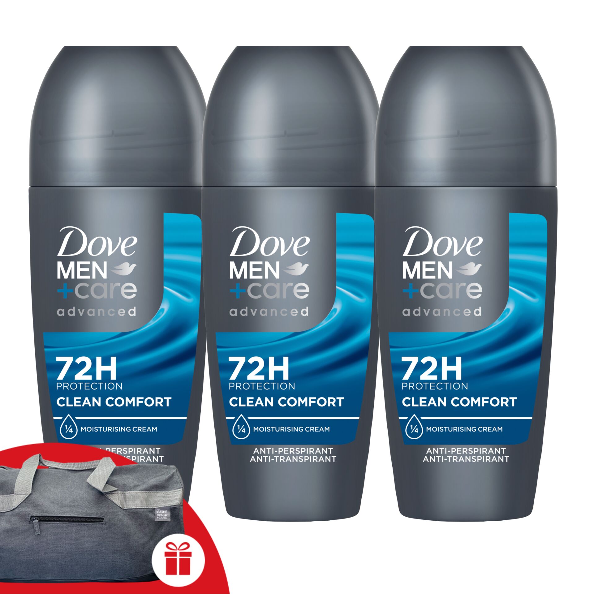 Dove Men+Care Clean Comfort Izzadásgátló 3x50ml + Ajándék Dove Sp...