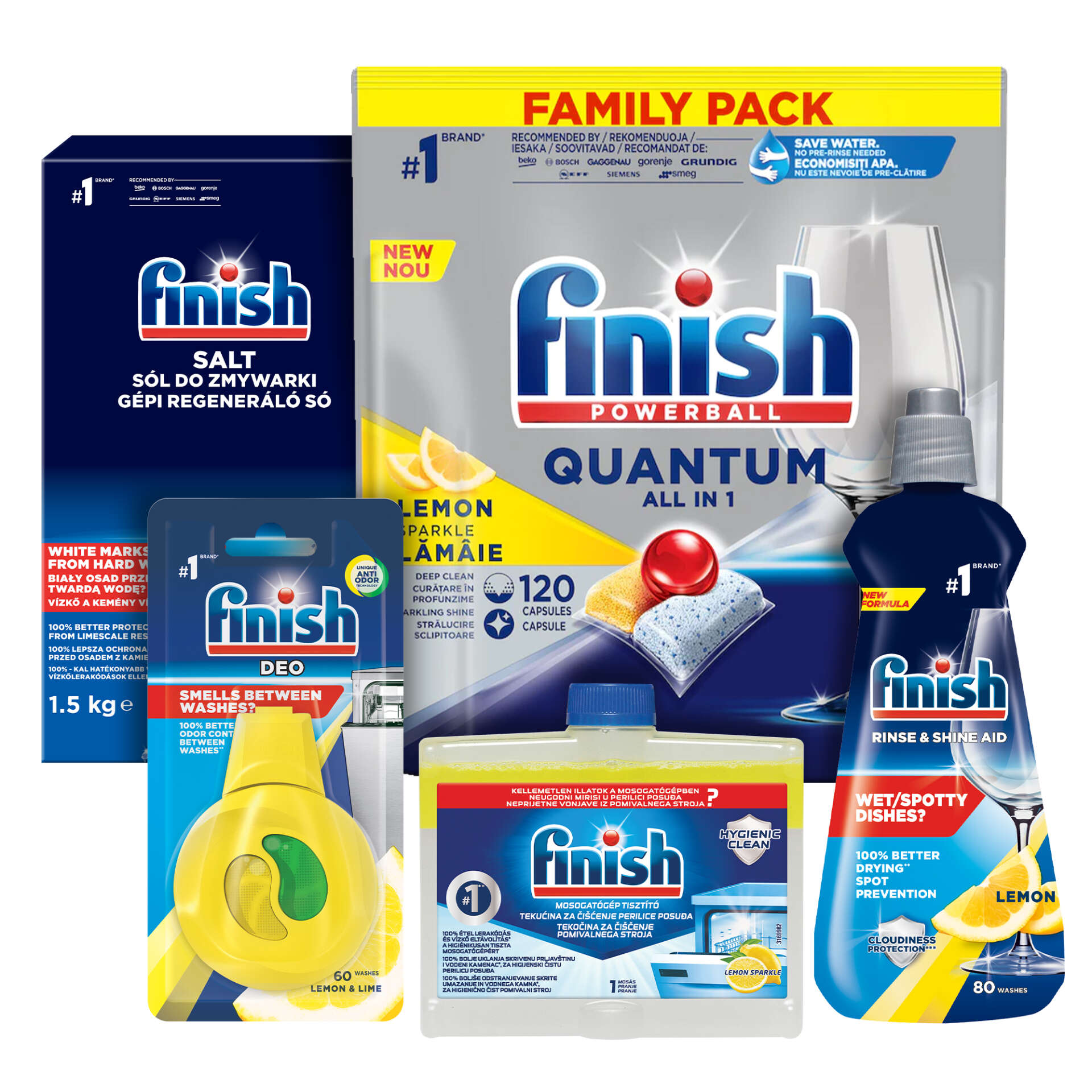 Finish Quantum All in One Csomag tisztító folyadékkal