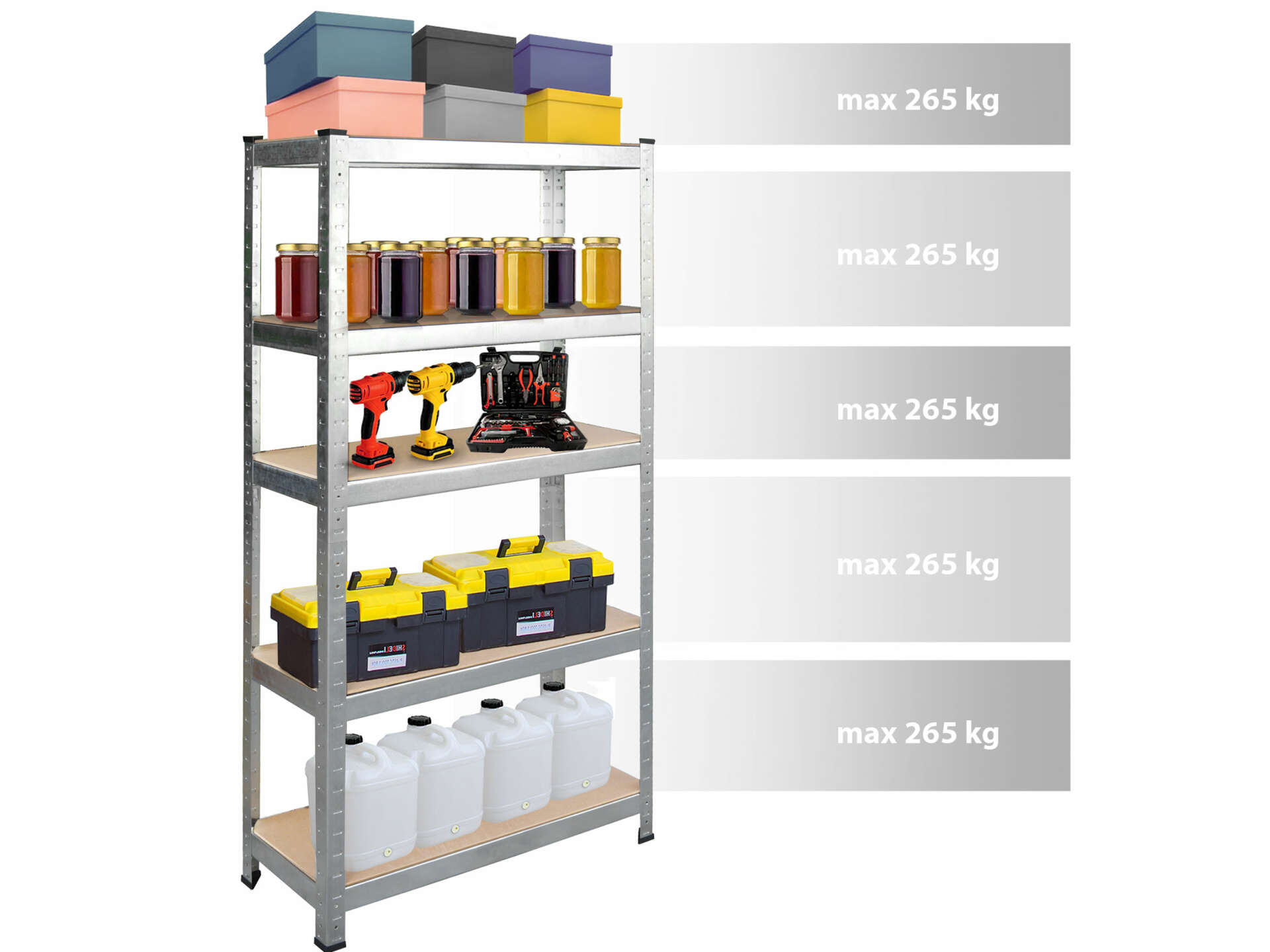 Humberg Fém ipari polcrendszer MDF lapokkal 180x90x40cm - 1325kg...