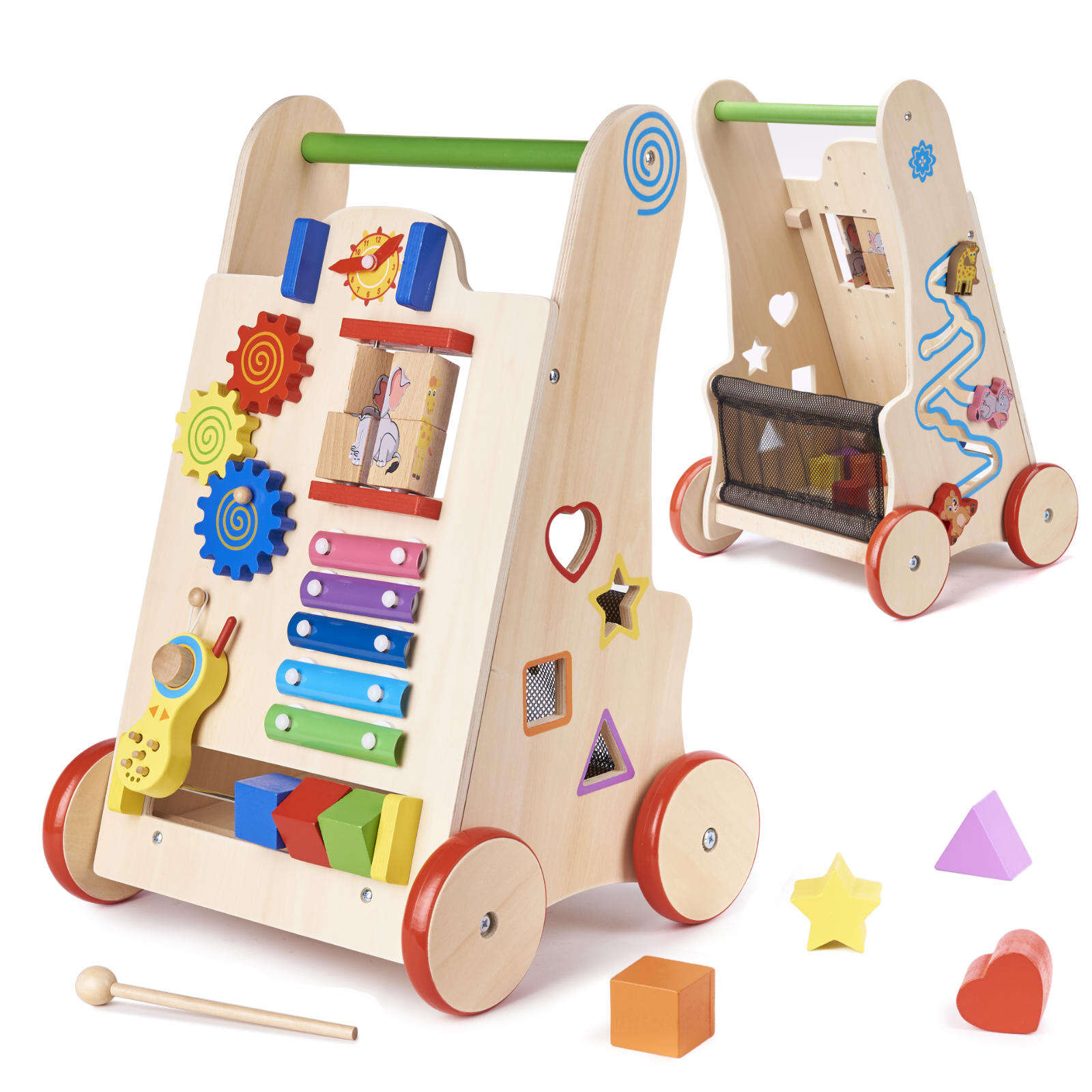 Kik 6in1 fa Montessori Járássegítő & Matatófal - piros-kék