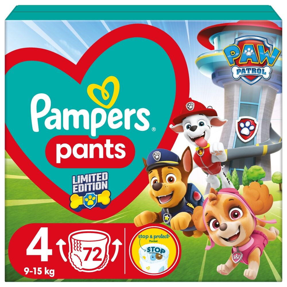 Pampers Pants Bugyipelenka 9-15kg Maxi 4 (72db) Paw Patrol