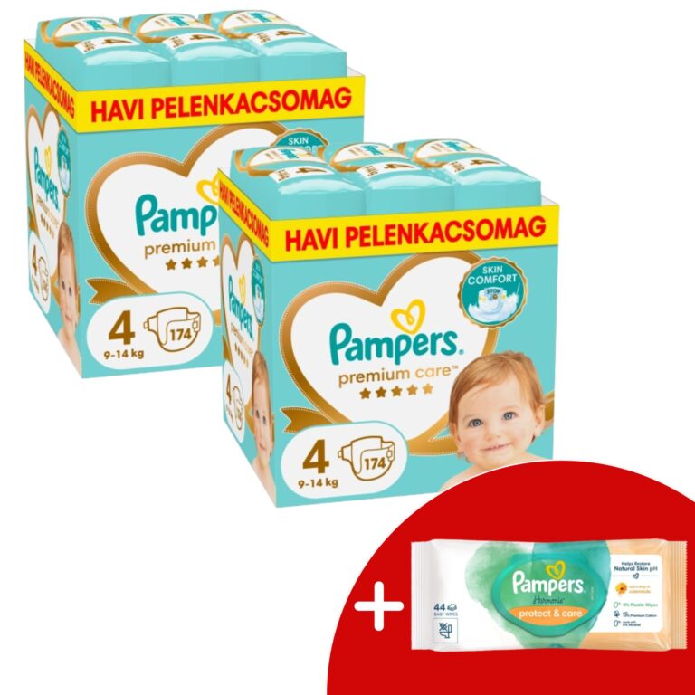 Pampers Premium Care 2 havi Pelenkacsomag 9-14kg Maxi 4 (348db) +...