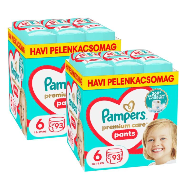 Pampers Premium Care Pants 2 havi Pelenkacsomag 15kg+ Junior 6 (186db)