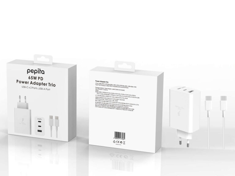 Pepita Trio Hálózati adapter töltőkábellel PD 65W USB-C/USB-A