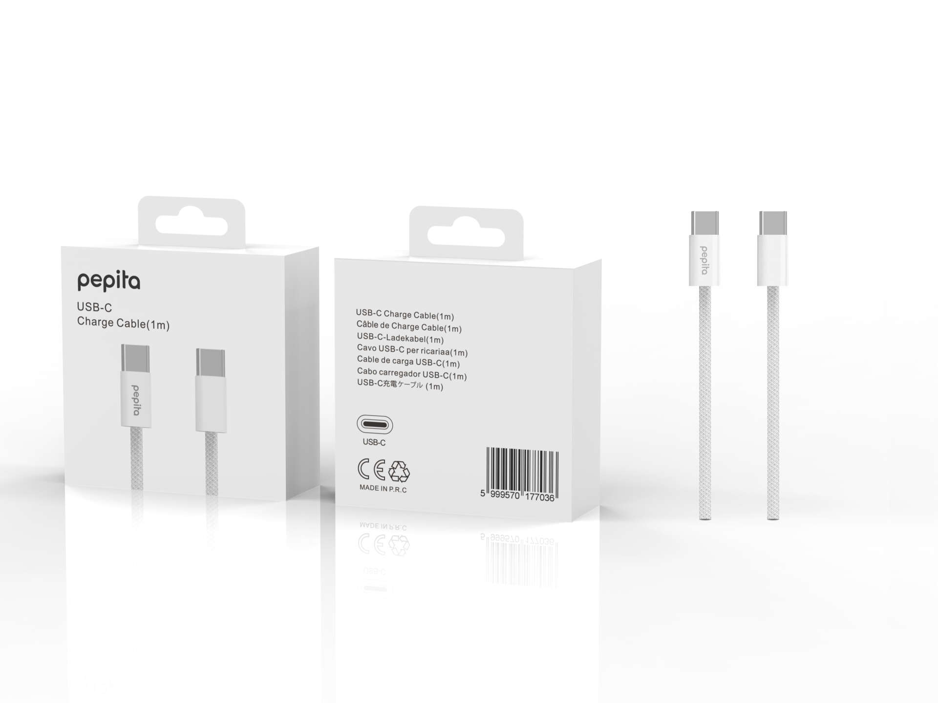 Pepita iPhone 15 Töltőkábel 35W USB-C/USB-C 1m - fehér