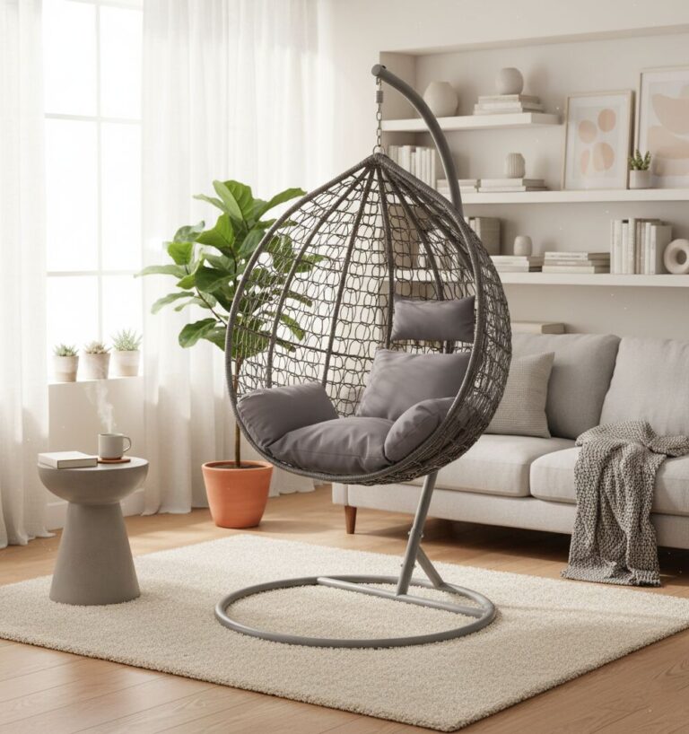 Pepita nagyméretű kerti Függőfotel párnákkal XL - egyszemélyes - szürke