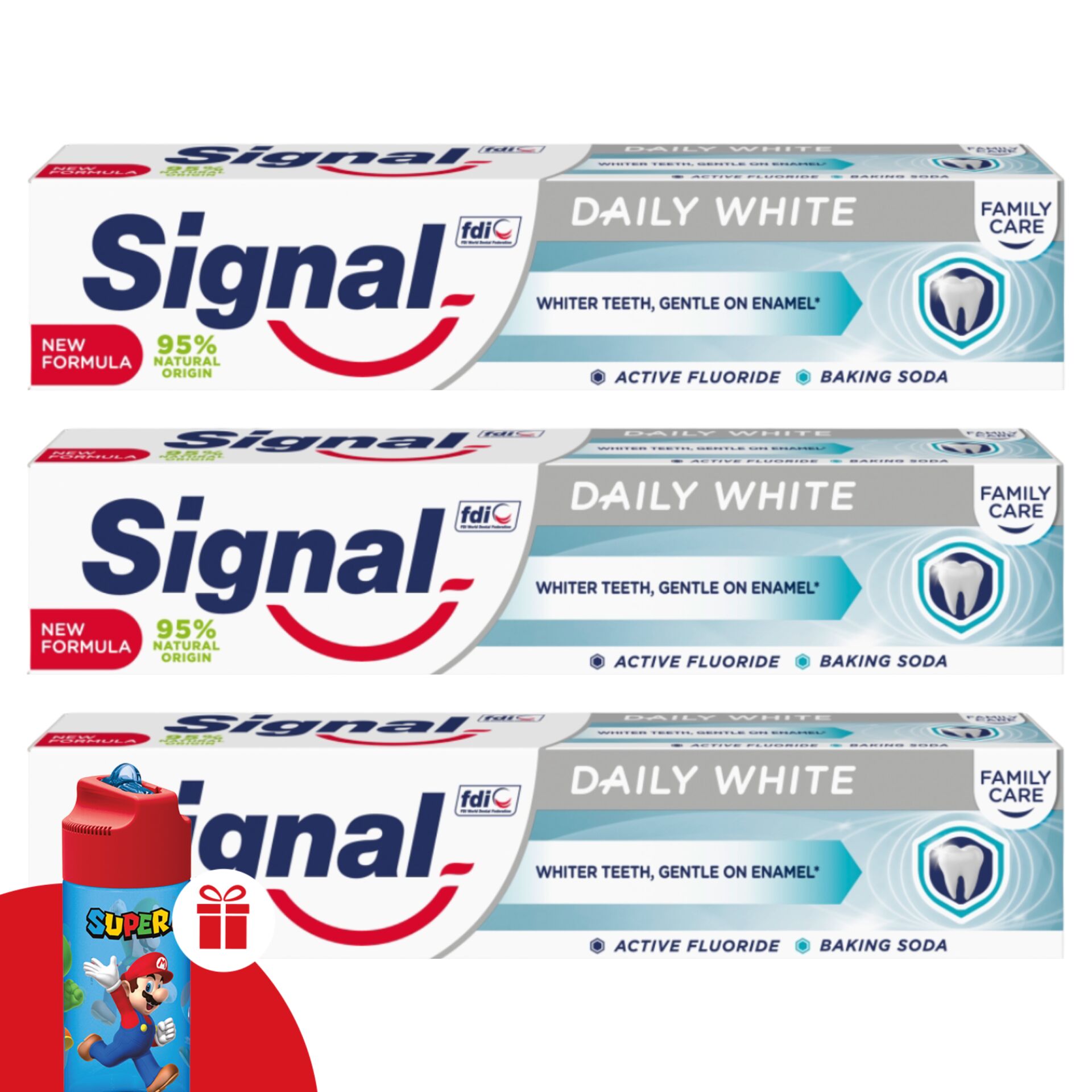 Signal Fogkrém Family Daily White 3x75ml + Ajándék Kulacs