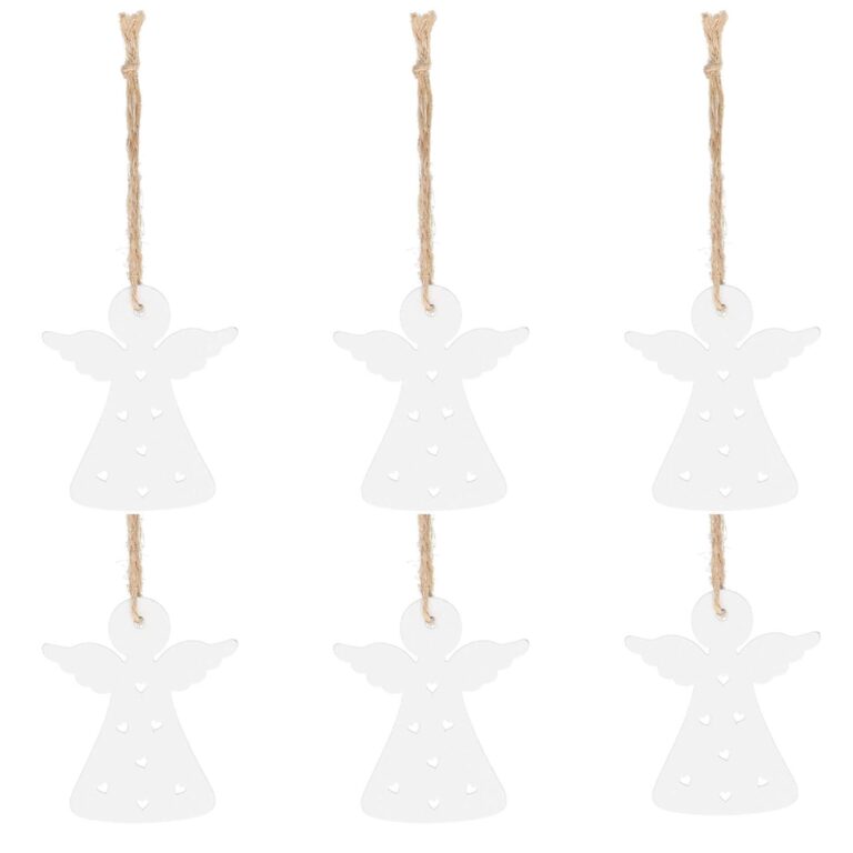 Springos Karácsonyi dísz "angyal" 6 db - fehér fa