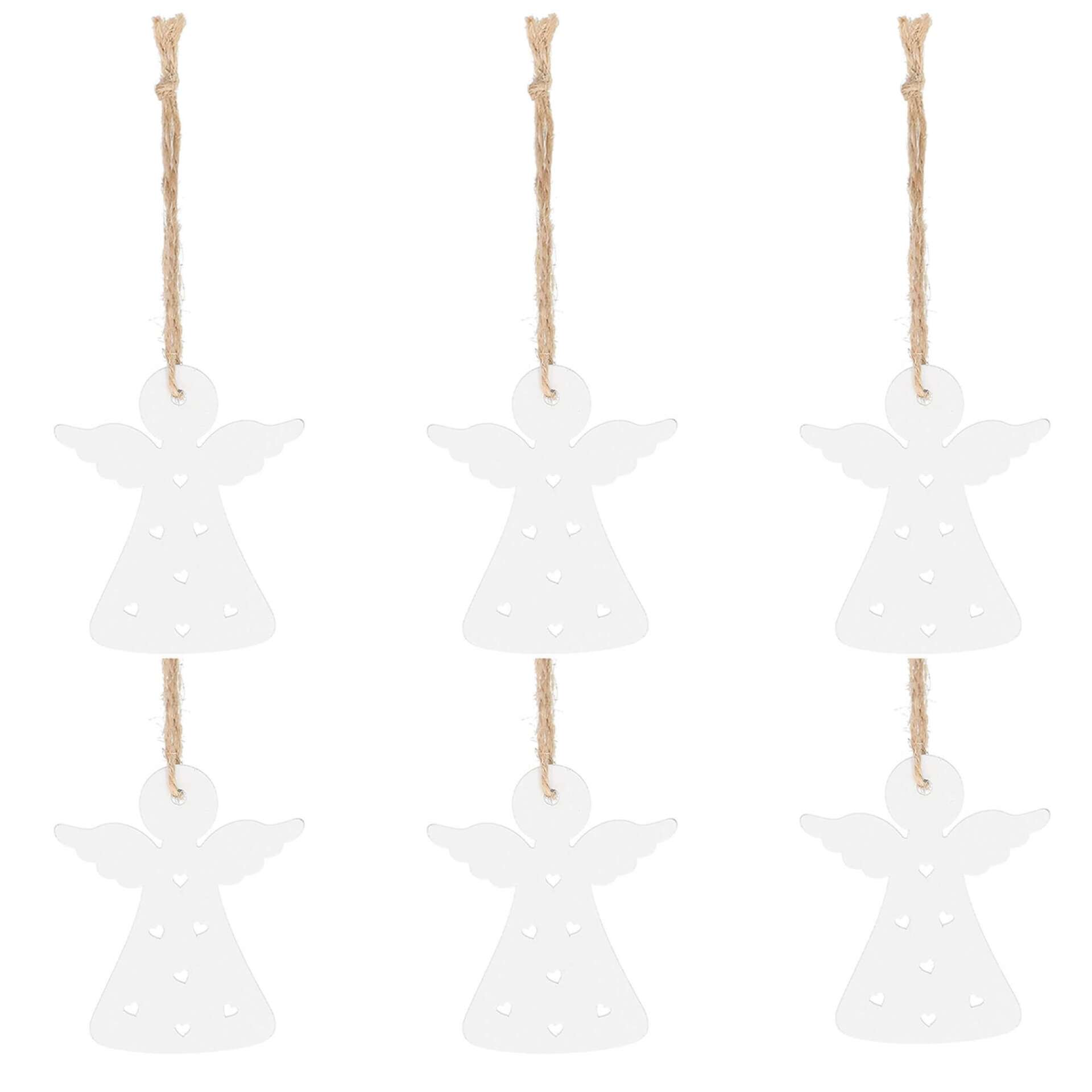 Springos Karácsonyi dísz "angyal" 6 db - fehér fa