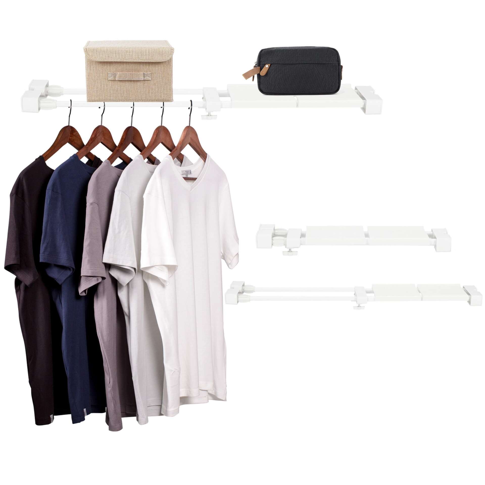 Springos állítható Szekrényrendszerező - fehér