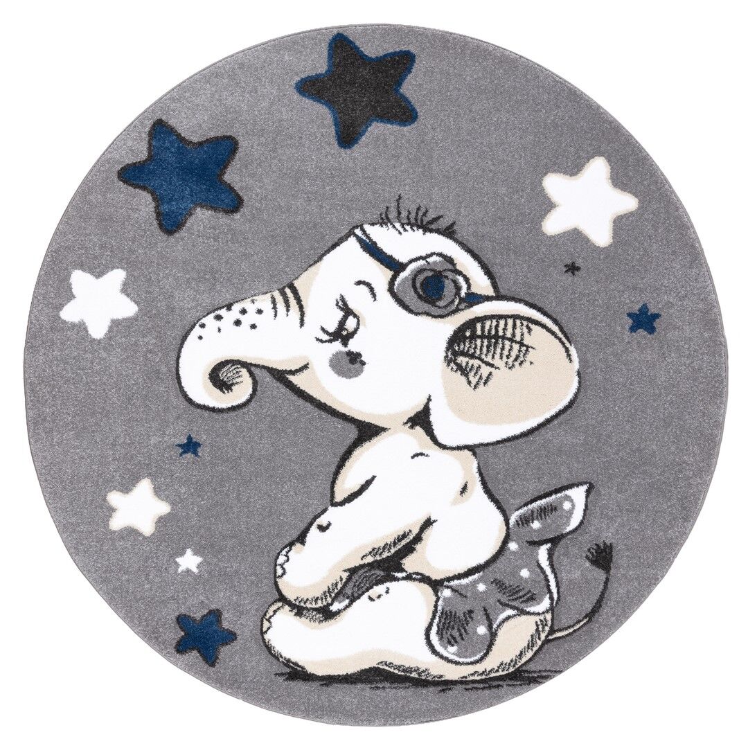 Szőnyeg kerek TINIES ELEPHANT szürke r140