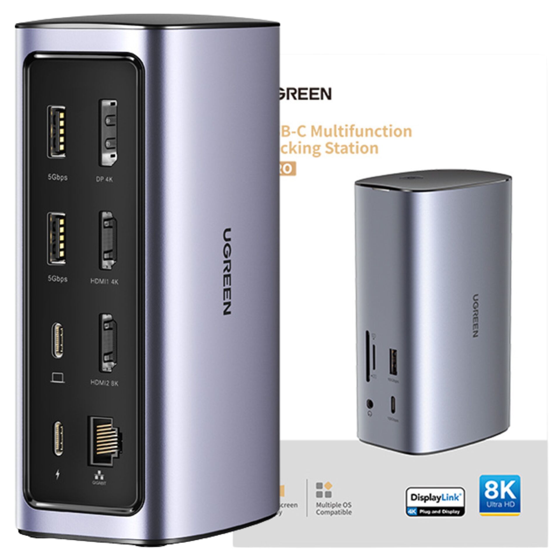 Ugreen Hub 12In1 Usb C Hdmi Dp Rj45 Aux Sd Tf Dokkolóállomás Szürke