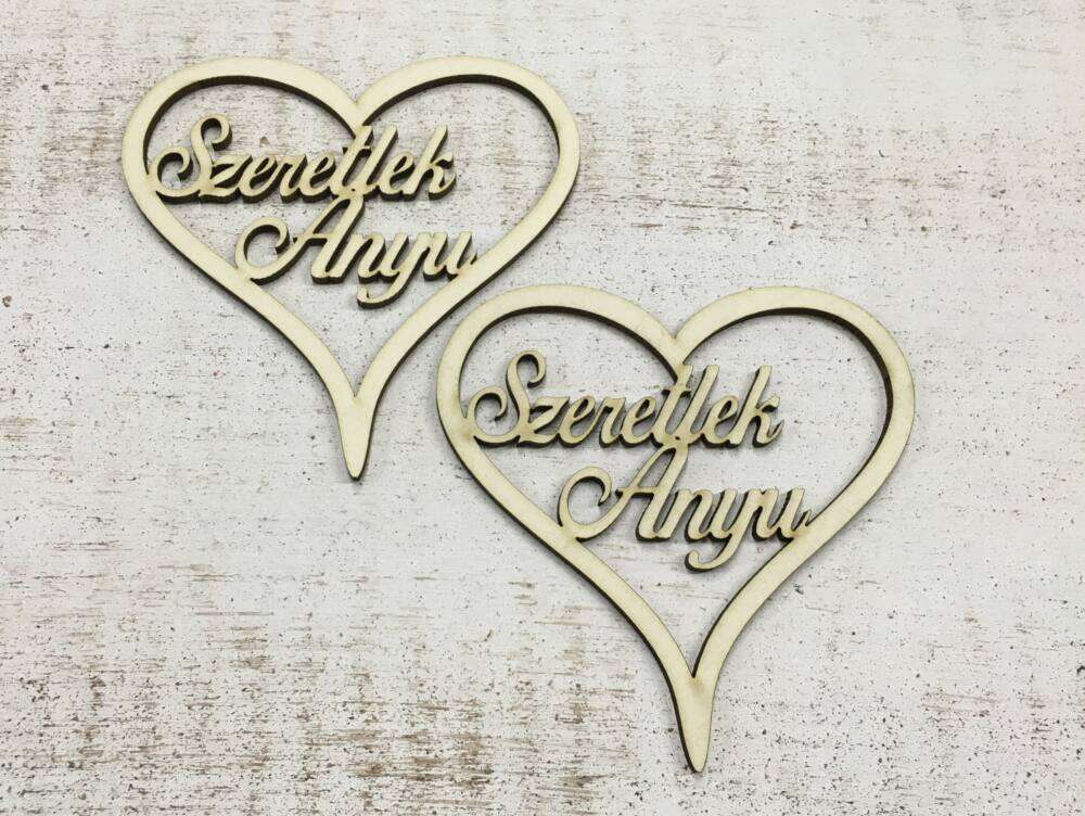 "Szeretlek Anyu" felirat szívben 2db/csomag